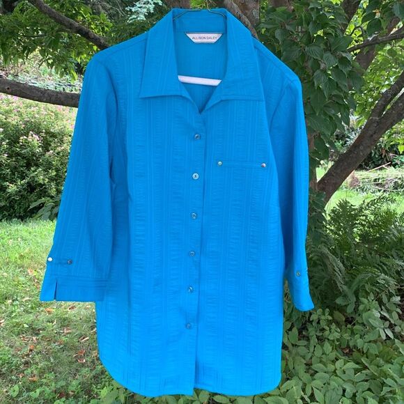 Allison Daley turquoise button down shirt XL - Picture 1 of 5